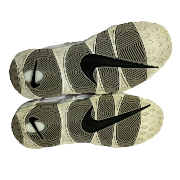 2018 Nike Air More Money White/Habanero Red/Atmosphere Grey Mesh Shoes Sz 10.5 - Picture 8 of 11